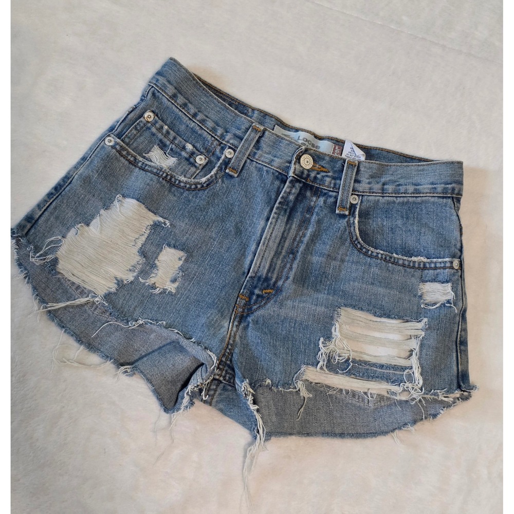 Levi's 569 Loose Straight Distressed Denim Cut Off Shorts Light Wash Kids 14 Reg